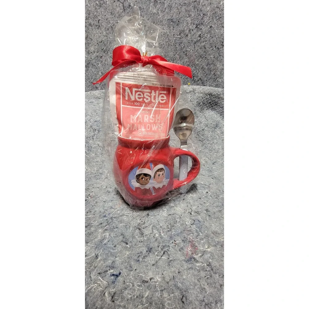 NWT Elf On the Shelf Mug Set W/ Hot Cocoa‎ Marshmallows Mug & Spoon 2022